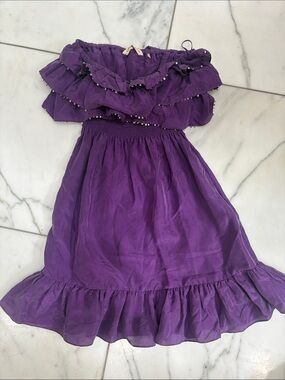 Rebecca Taylor Purple Ruffle Off-Shoulder Dress